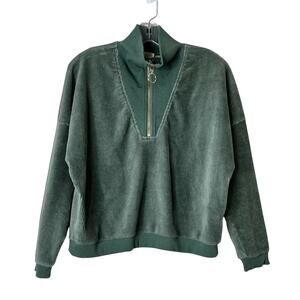 Mable Long Sleeve 1/4 Zip Pullover Sweatshirt Green Womens Small
